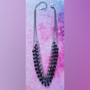 Black and Silver Cascading Bead Necklace